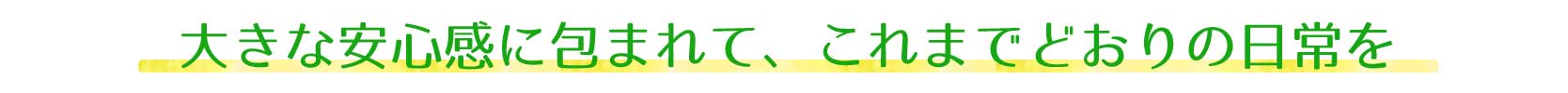大きな安心感に包まれて、これまでどおりの日常を